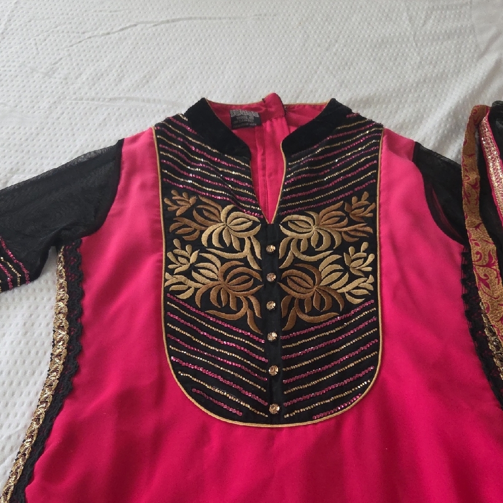 Pink and Black Kids Traditional Indian Outfit